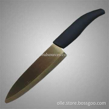 Ceramic Chef's Knife, Titanium Golden Color Ceramic Blade